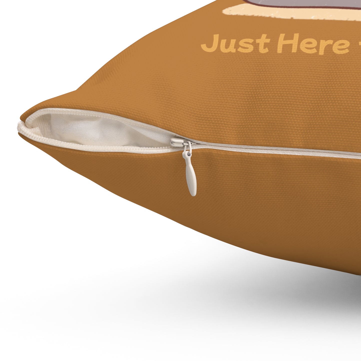Here to Meditate Polyester Square Pillow Light Brown