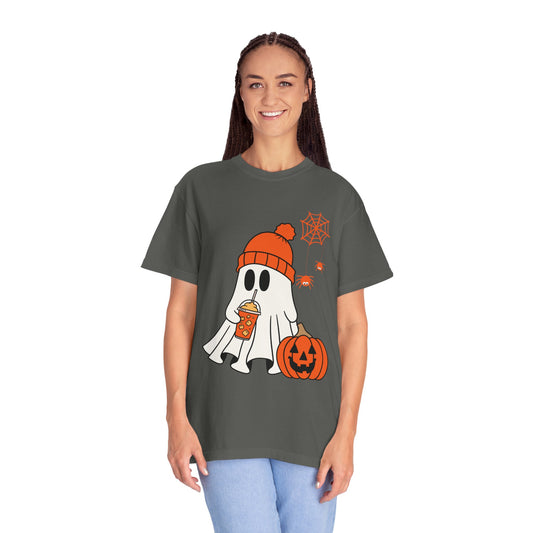 Happy Halloween Ghost and Pumpkin Adult T-shirt