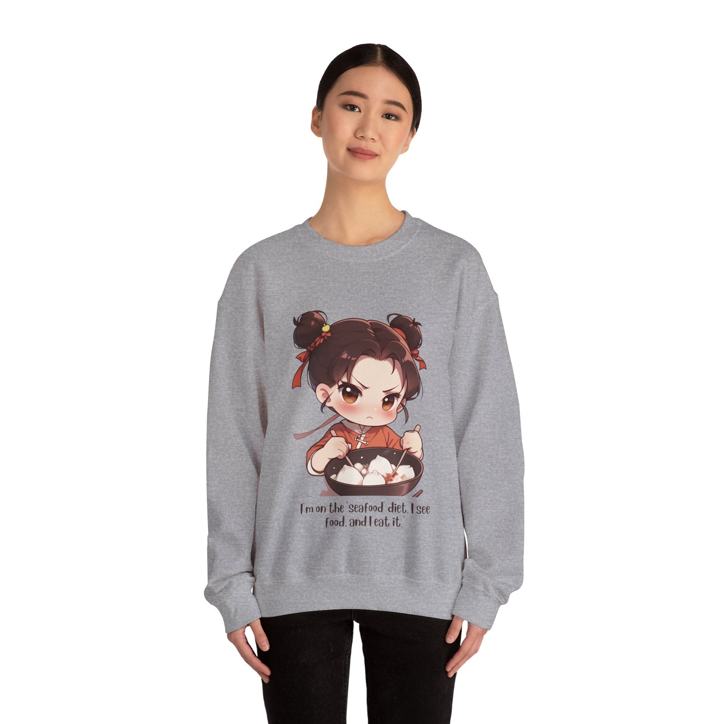 Heavy Blend™ comfortable Crewneck Sweatshirt Cute Cartoon Girl