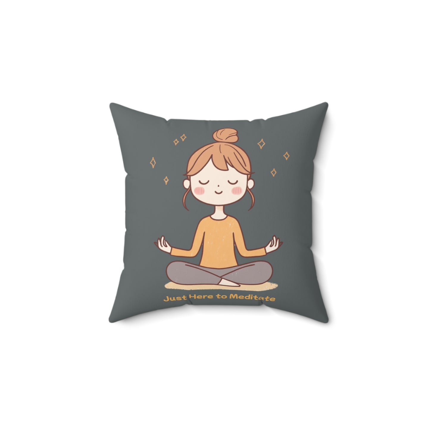 Here to Meditate Polyester Square Pillow Gray