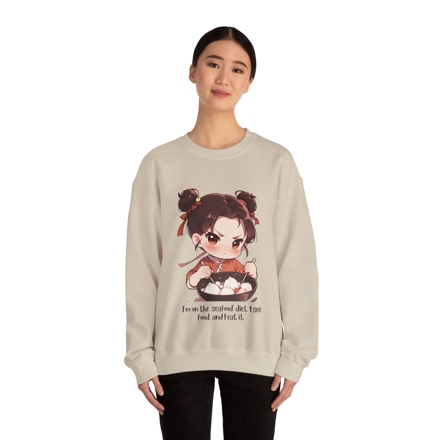 Heavy Blend™ comfortable Crewneck Sweatshirt Cute Cartoon Girl