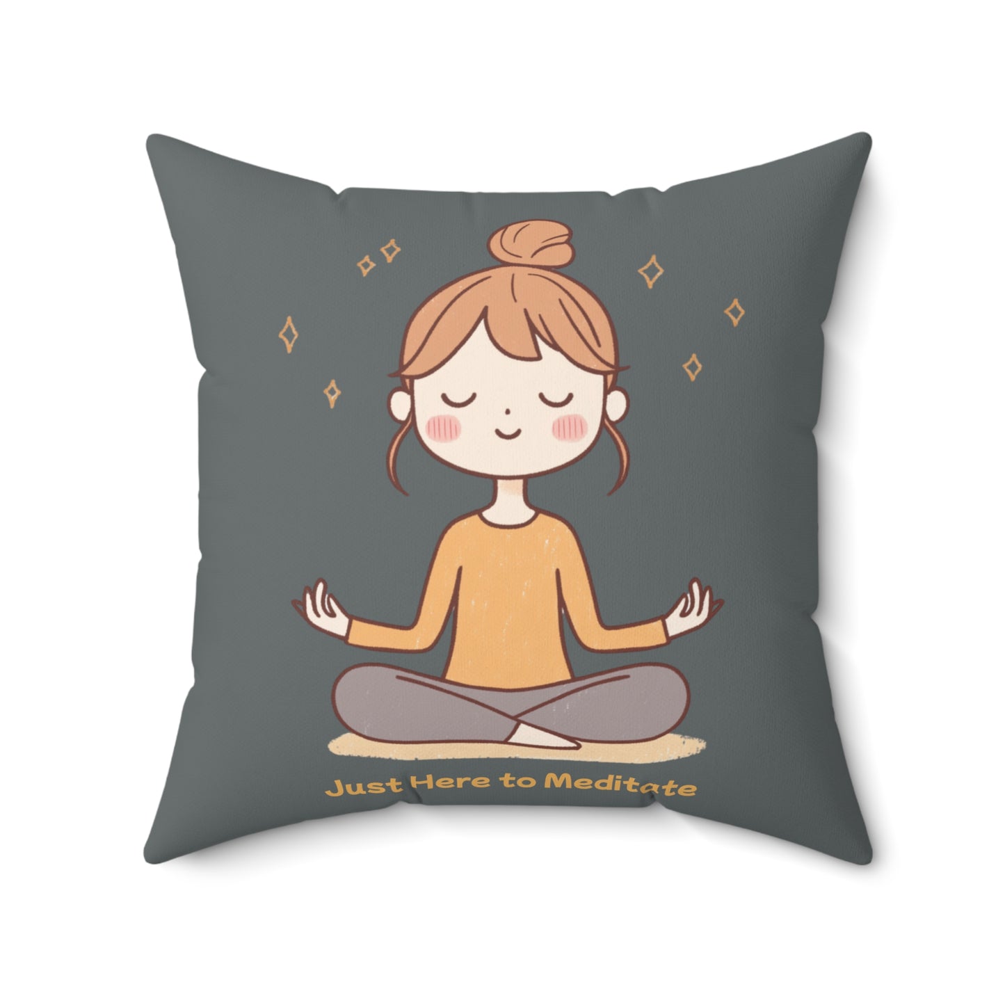 Here to Meditate Polyester Square Pillow Gray