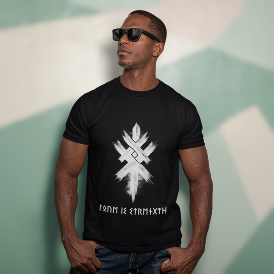 Viking Runes Inspiration T-Shirt "Love is Strength" Black Edition