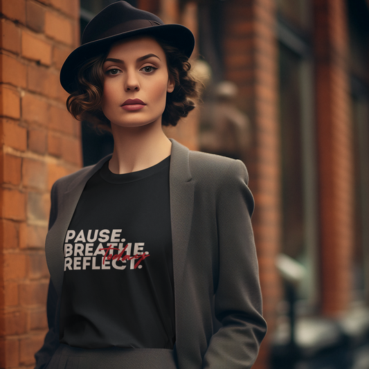 Pause Breathe Reflect Meditation Words T-shirt