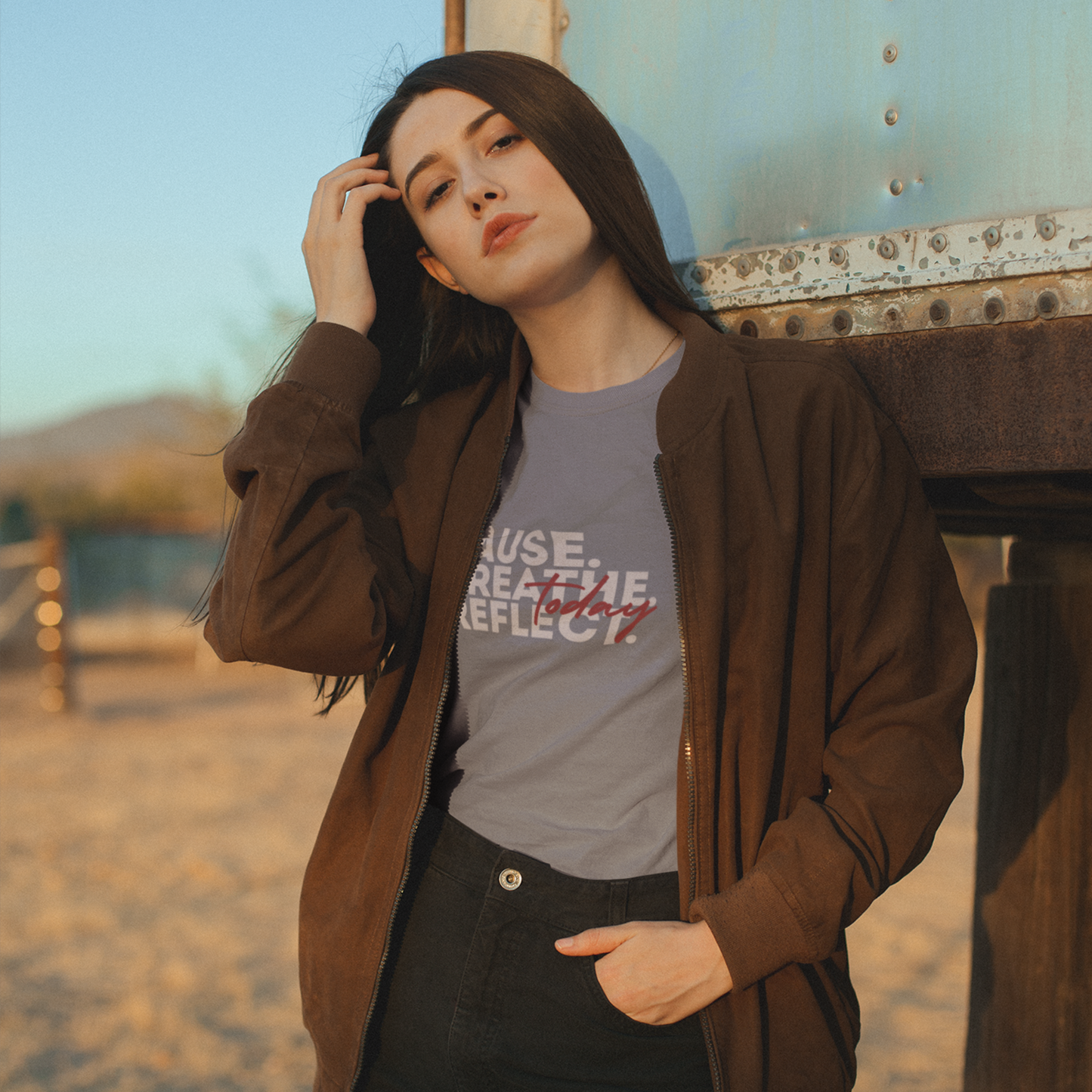 Pause Breathe Reflect Meditation Words T-shirt