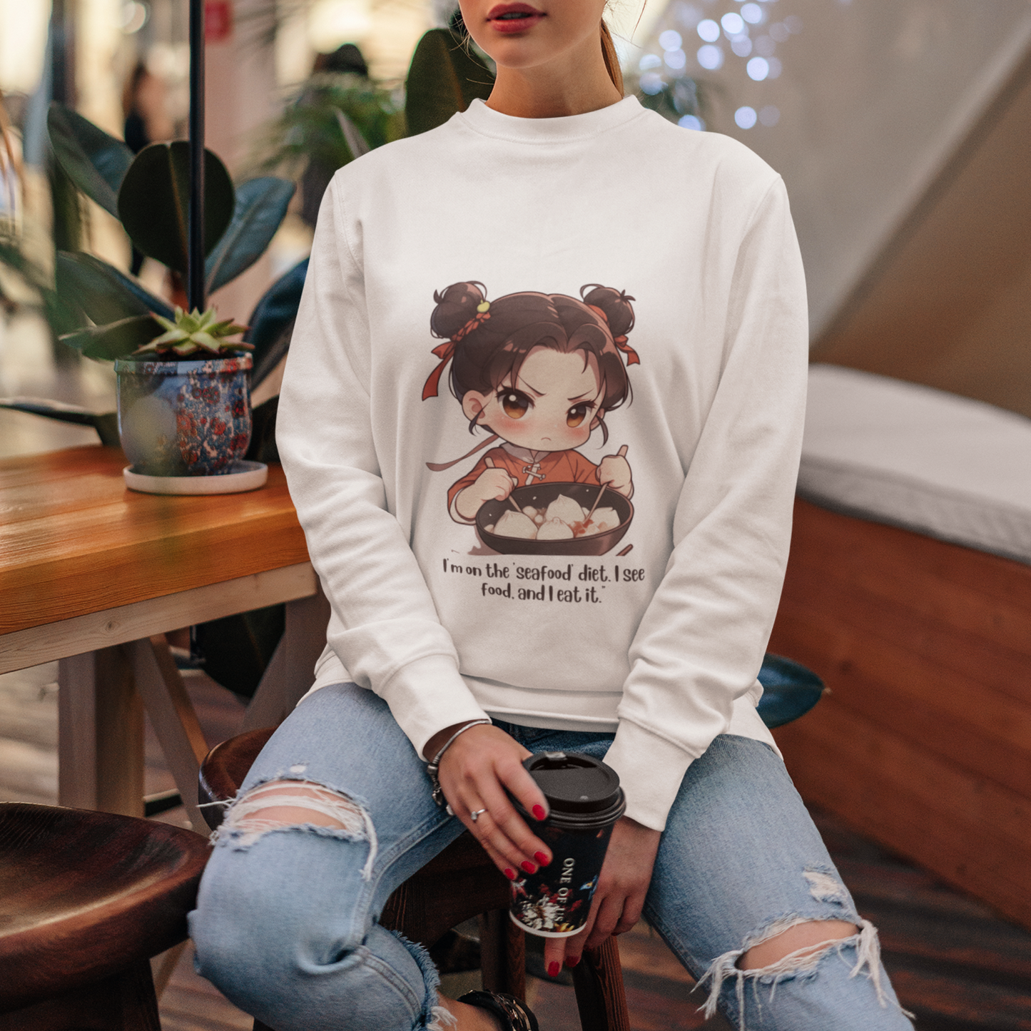 Heavy Blend™ comfortable Crewneck Sweatshirt Cute Cartoon Girl